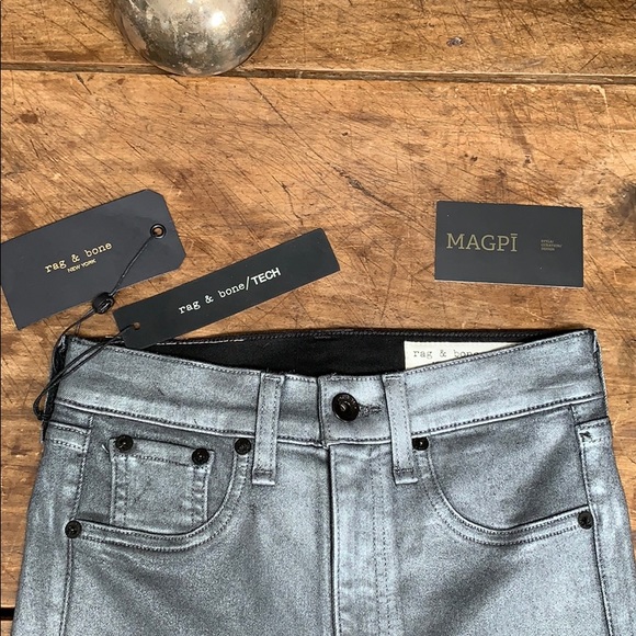 rag & bone Denim - NWT Rag & Bone Metallic High Rise Ankle Skinnies